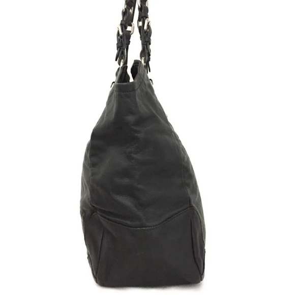 Prada Hand Bag, Black Leather Logo Shoulder Bag - Picture 3 of 9